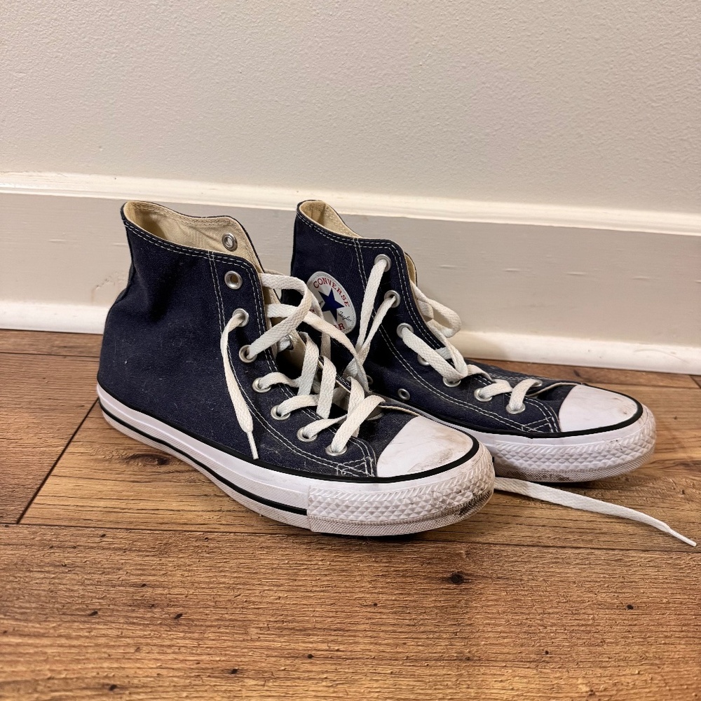 Navy high top converse